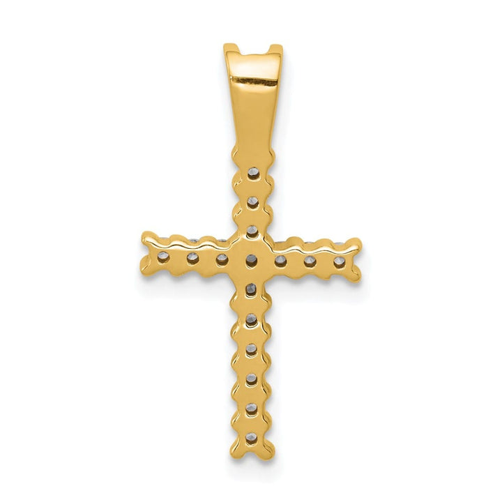 10K Yellow Gold Polished Medium 1/4 ct Diamond Latin Cross Pendant
