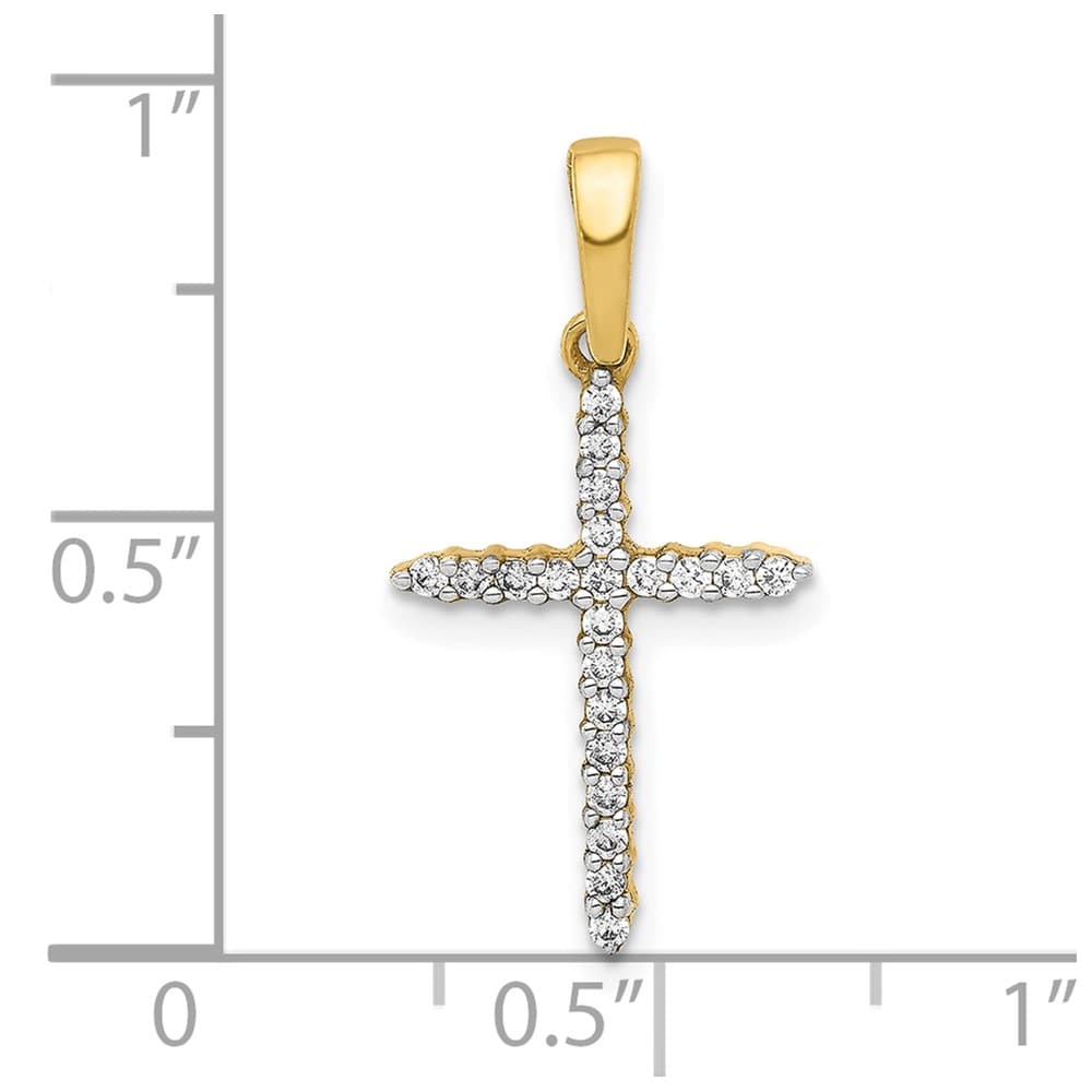 10K Yellow Gold Polished Medium 1/6 ct Diamond Cross Pendant