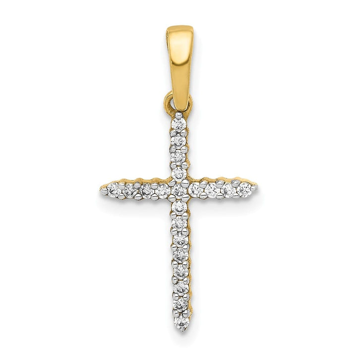 10K Yellow Gold Polished Medium 1/6 ct Diamond Cross Pendant