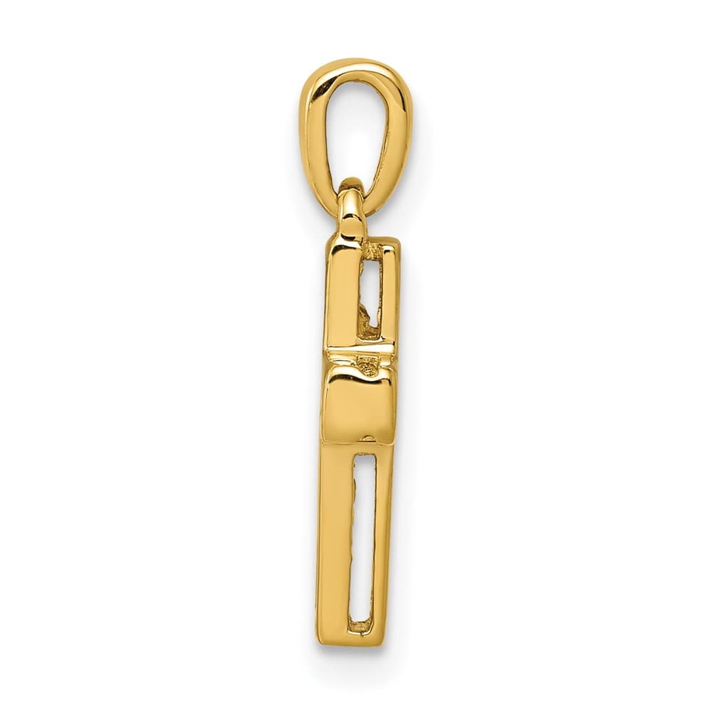 10K Yellow Gold Polished Medium 1/6 ct Diamond Latin Cross Pendant