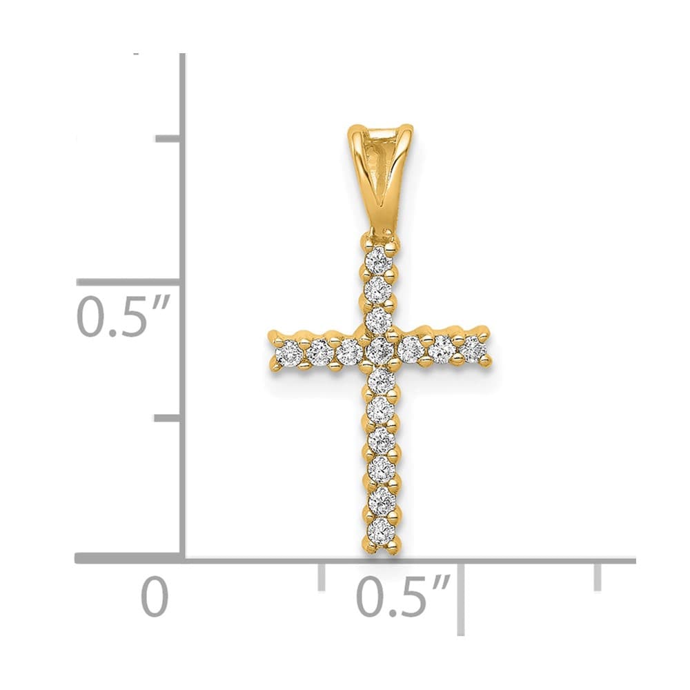 10K Yellow Gold Polished Medium 1/6 ct Diamond Latin Cross Pendant