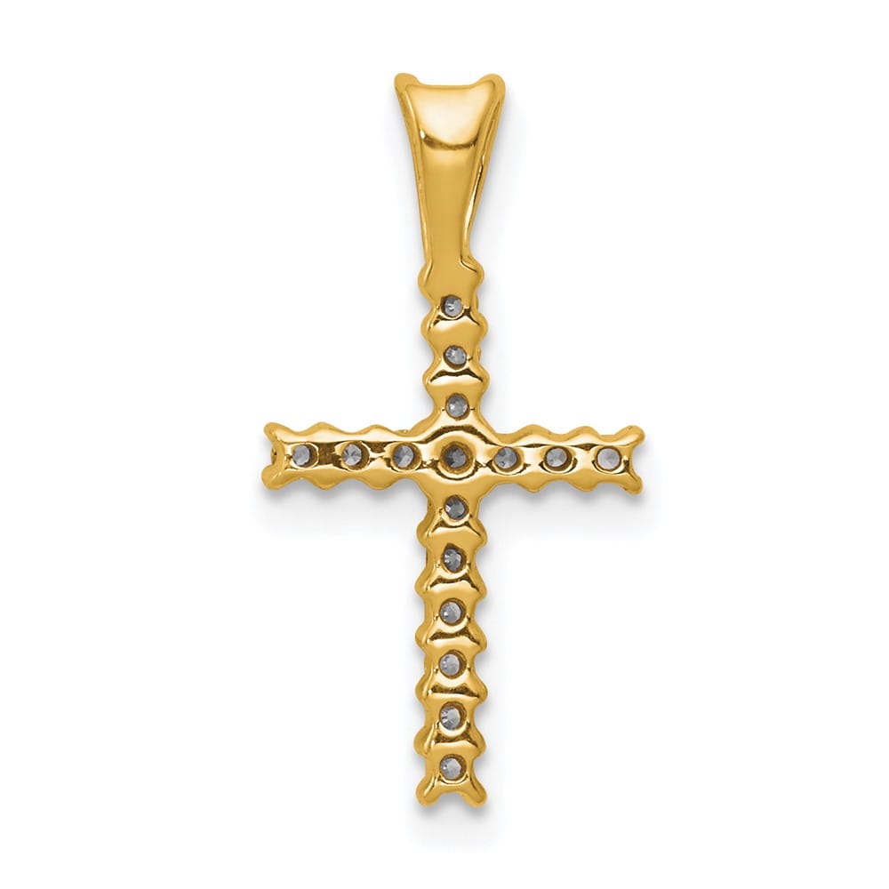 10K Yellow Gold Polished Medium 1/6 ct Diamond Latin Cross Pendant