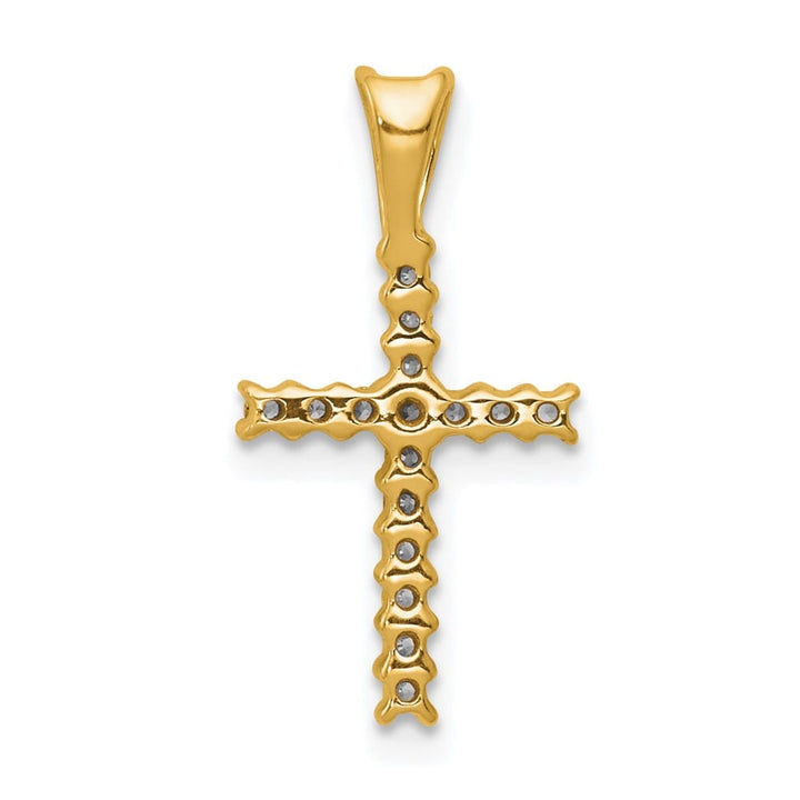 10K Yellow Gold Polished Medium 1/6 ct Diamond Latin Cross Pendant