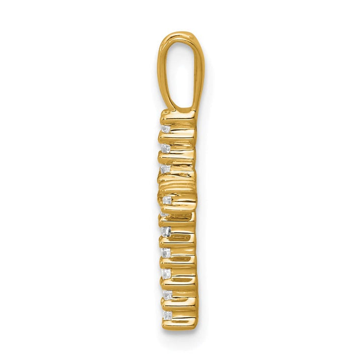 10K Yellow Gold Polished Medium 1/6 ct Diamond Latin Cross Pendant