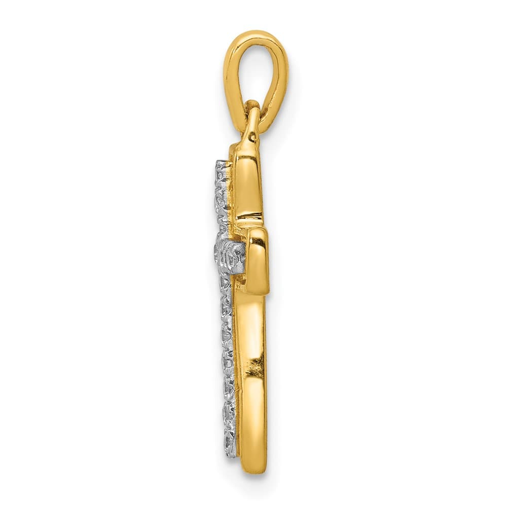 10K Yellow Gold Polished Medium 1/8 ct Diamond Cross Pendant