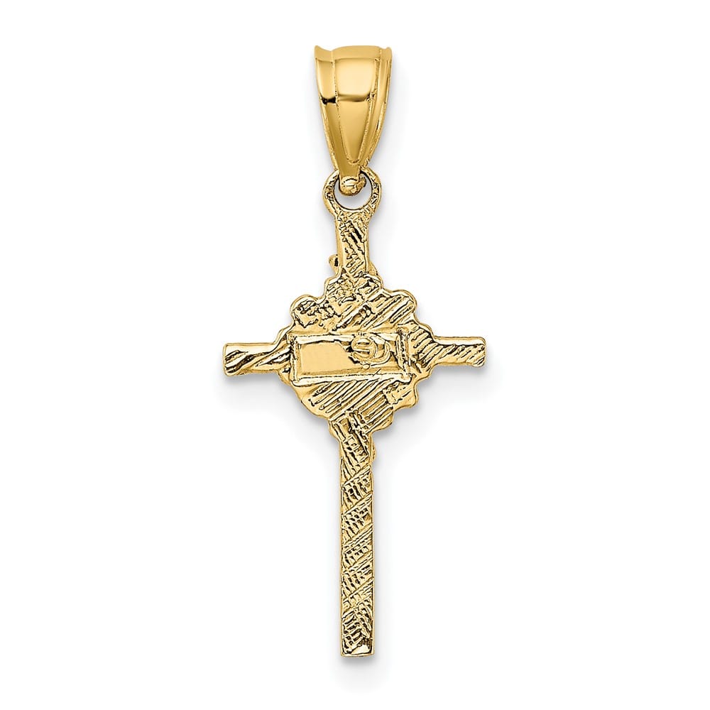 10K Yellow Gold Polished Medium 2-D Starburst Celtic Crucifix Charm