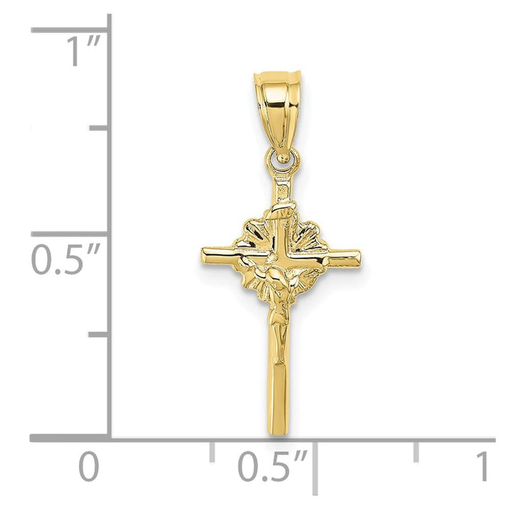 10K Yellow Gold Polished Medium 2-D Starburst Celtic Crucifix Charm