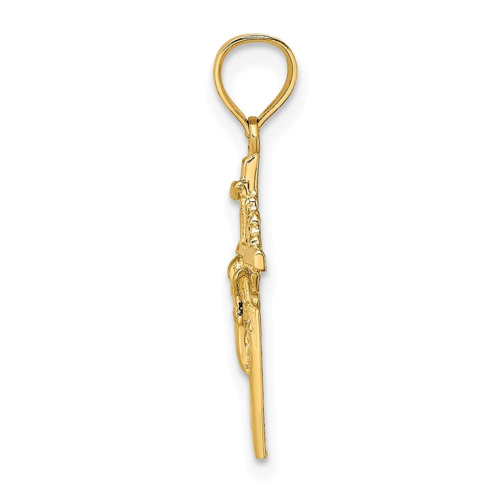 10K Yellow Gold Polished Medium 2-D Starburst Celtic Crucifix Charm