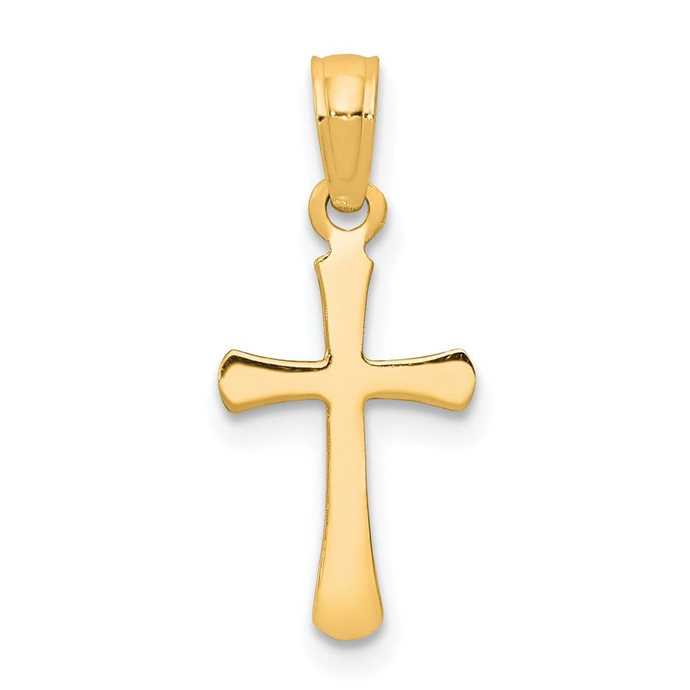 10K Yellow Gold Polished Medium Beveled Cross with Rounded Tips Charm