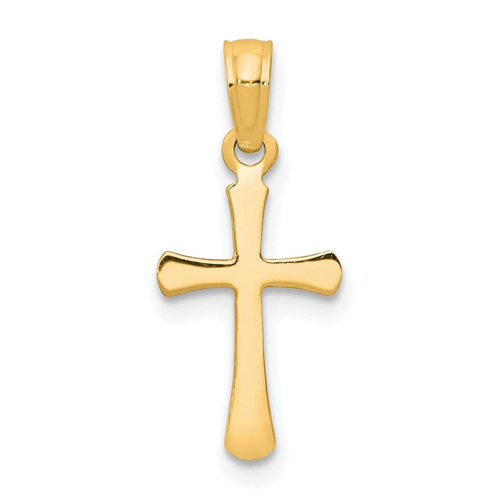 10K Yellow Gold Polished Medium Beveled Cross with Rounded Tips Charm