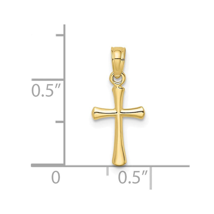 10K Yellow Gold Polished Medium Beveled Cross with Rounded Tips Charm