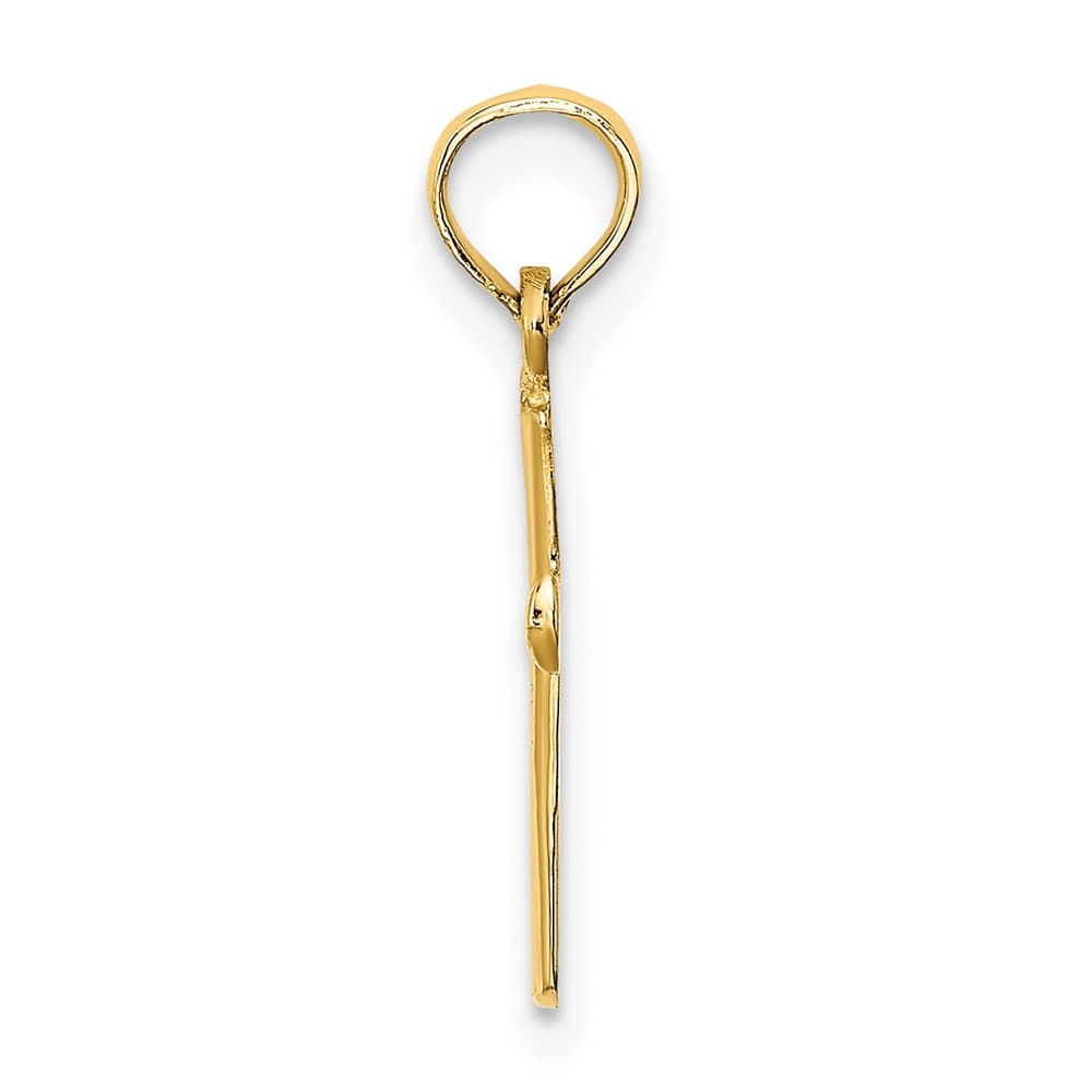 10K Yellow Gold Polished Medium Beveled Cross with Rounded Tips Charm