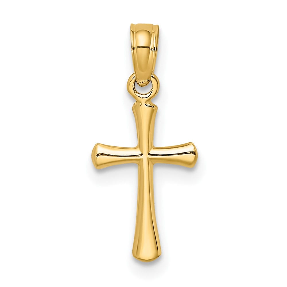 10K Yellow Gold Polished Medium Beveled Cross with Rounded Tips Charm