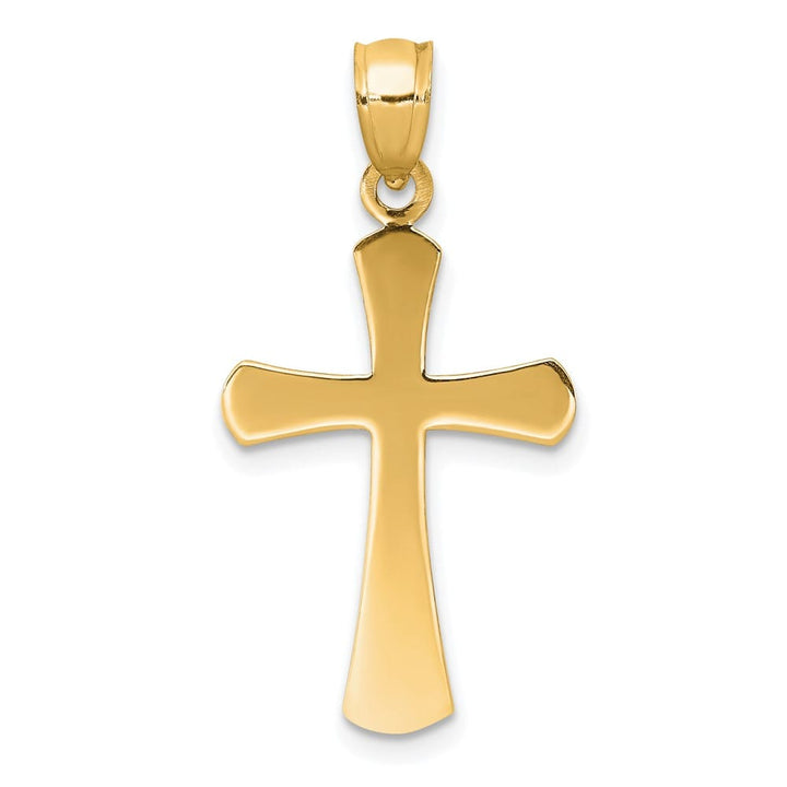 10K Yellow Gold Polished Medium Beveled Cross with Rounded Tips Charm