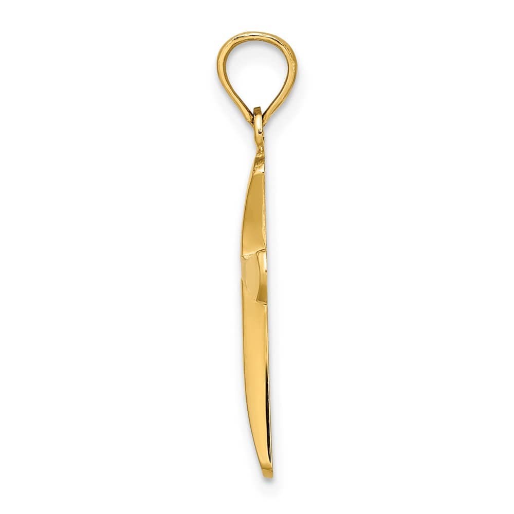 10K Yellow Gold Polished Medium Beveled Cross with Rounded Tips Charm