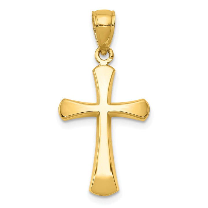 10K Yellow Gold Polished Medium Beveled Cross with Rounded Tips Charm