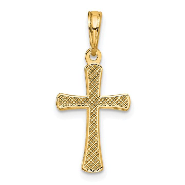 10K Yellow Gold Polished Medium Beveled Cross with Rounded Tips Charm