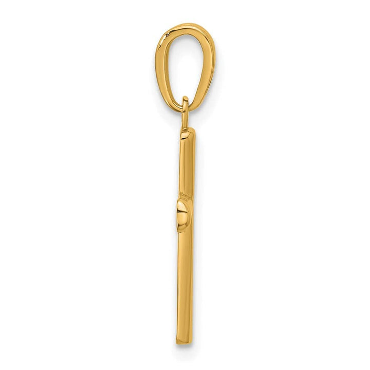 10K Yellow Gold Polished Medium Beveled Cross with Rounded Tips Charm