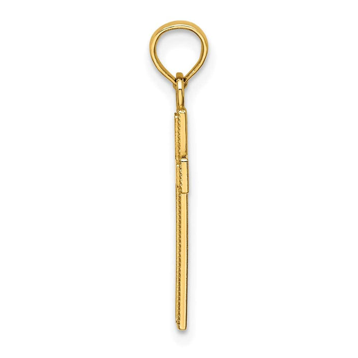 10K Yellow Gold Polished Medium Block Style Beaded Edge Cross Charm