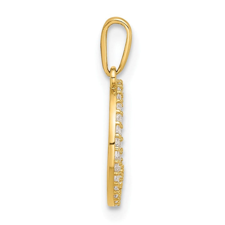 10K Yellow Gold Polished Medium Clear CZ Moon and Stars Charm
