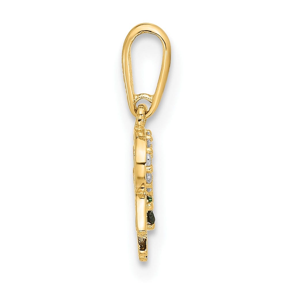10K Yellow Gold Polished Medium Clover / CZ Horseshoe / Hamsa Pendant