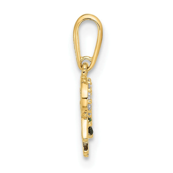 10K Yellow Gold Polished Medium Clover / CZ Horseshoe / Hamsa Pendant