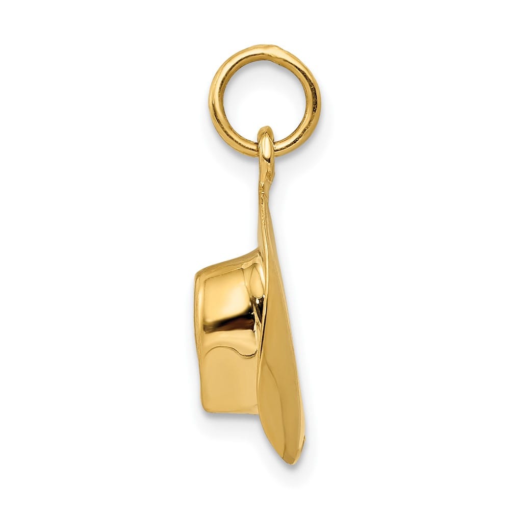 10K Yellow Gold Polished Medium Cowboy Hat Charm