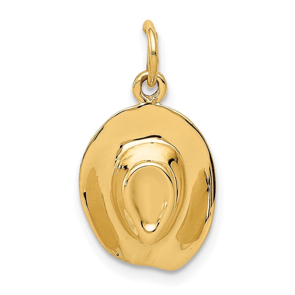 10K Yellow Gold Polished Medium Cowboy Hat Charm