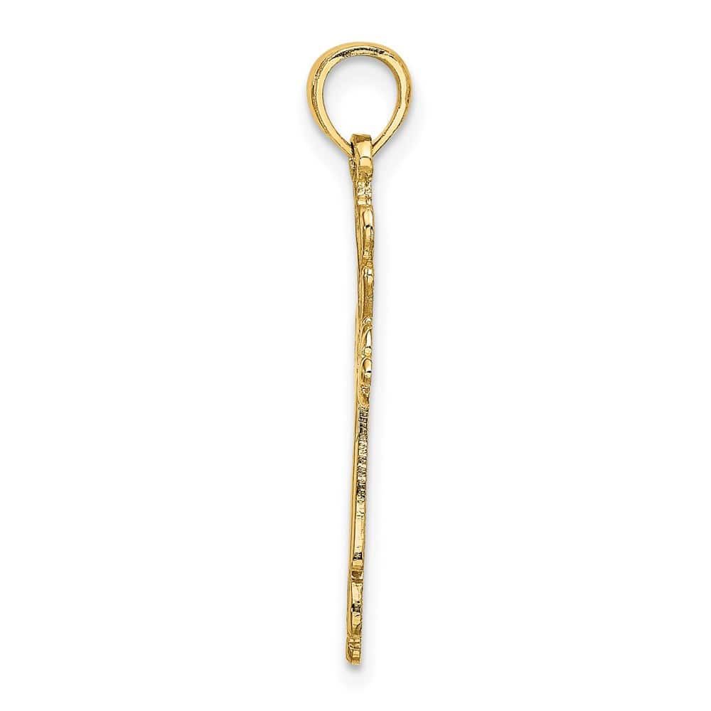 10K Yellow Gold Polished Medium Cross Cut-Out With- Heart Ends Charm