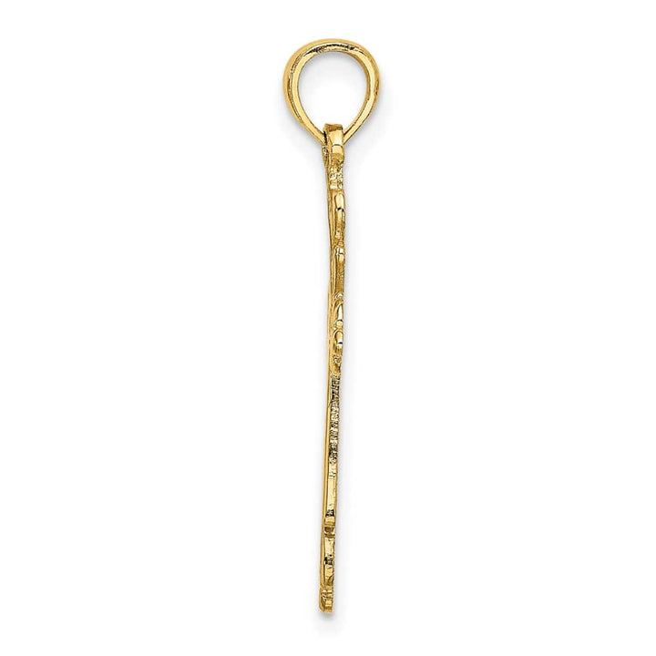 10K Yellow Gold Polished Medium Cross Cut-Out With- Heart Ends Charm