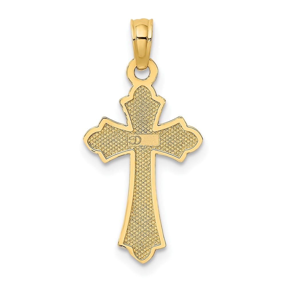 10K Yellow Gold Polished Medium Cross with Heart Center Charm