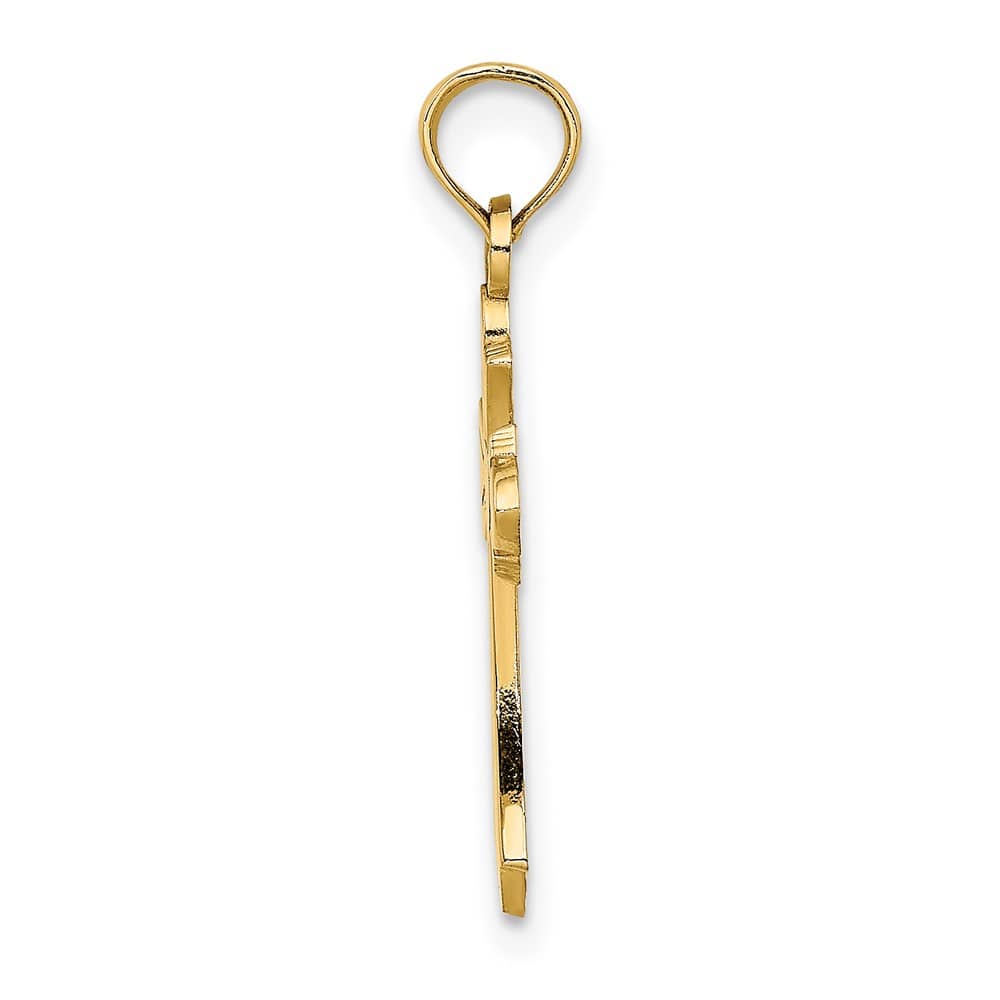 10K Yellow Gold Polished Medium Cross with Heart Center Charm