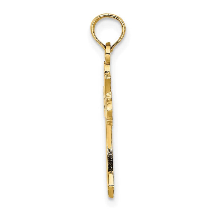 10K Yellow Gold Polished Medium Cross with Heart Center Charm