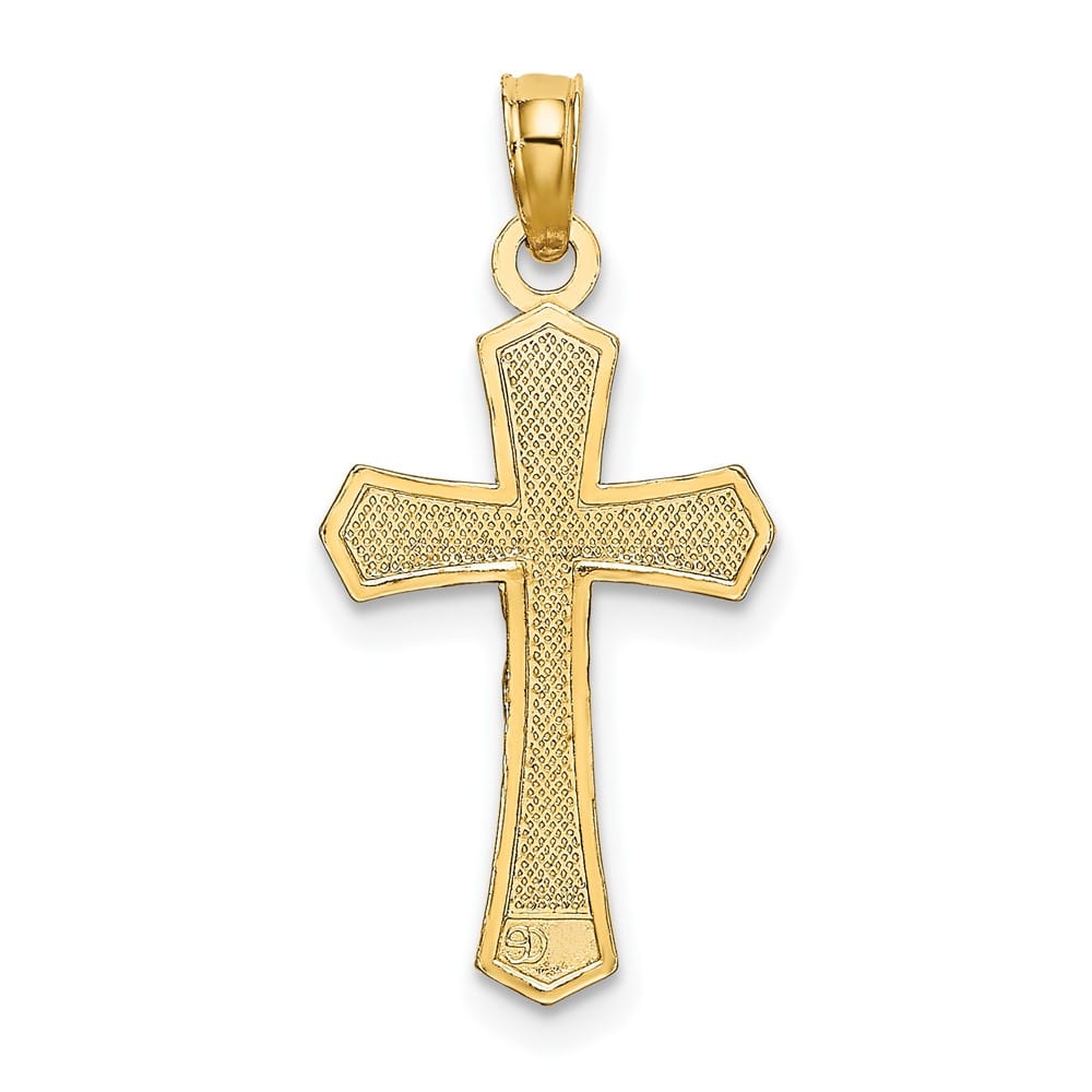 10K Yellow Gold Polished Medium Crucifix with Beveled Edges Charm