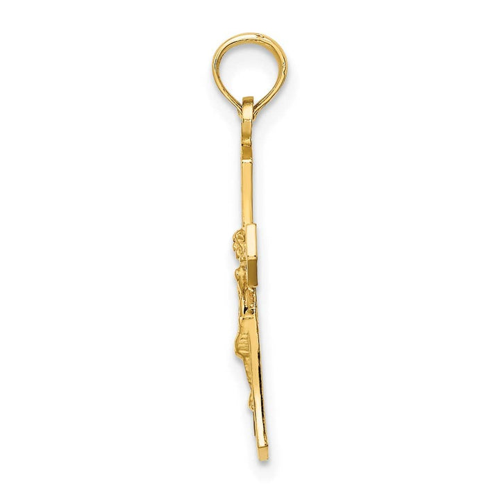10K Yellow Gold Polished Medium Crucifix with Beveled Edges Charm