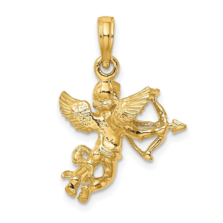 10K Yellow Gold Polished Medium Cupid with Bow and Arrow Charm