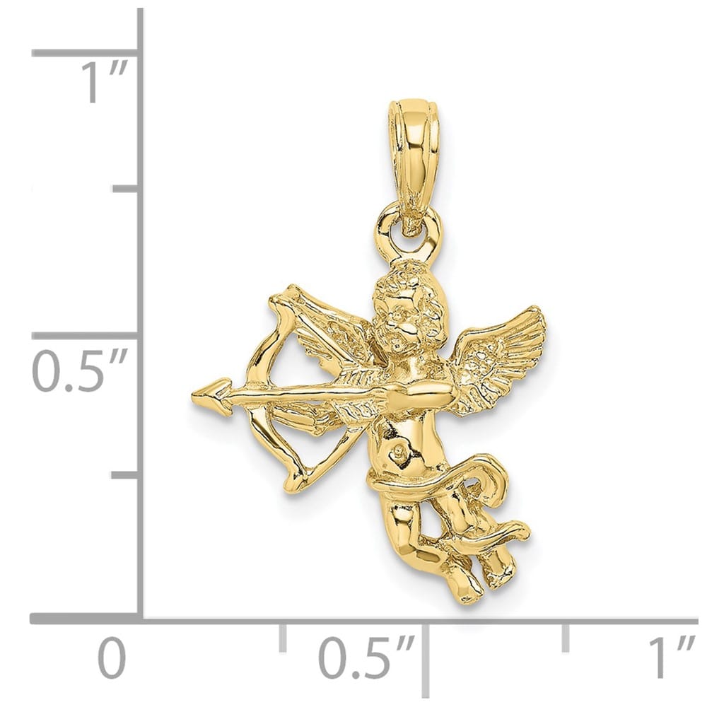 10K Yellow Gold Polished Medium Cupid with Bow and Arrow Charm