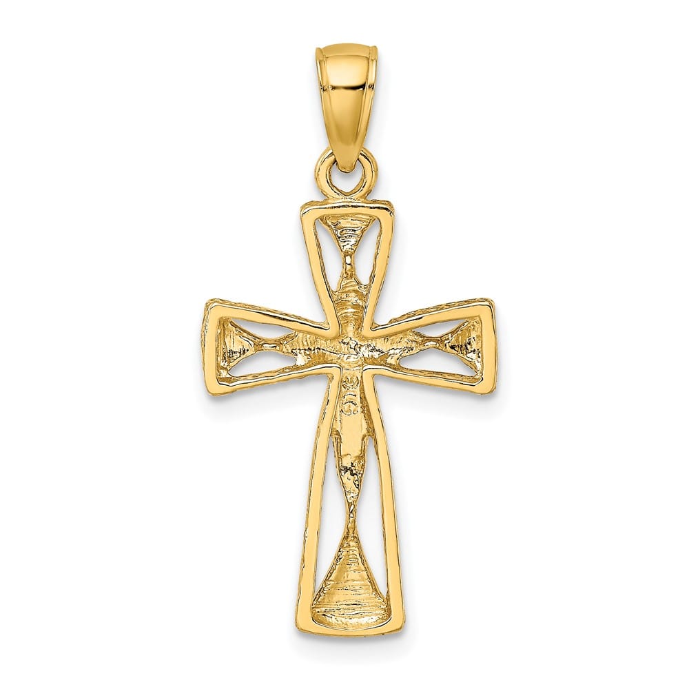 10K Yellow Gold Polished Medium Cut-Out Cross with Triangle Ends Charm