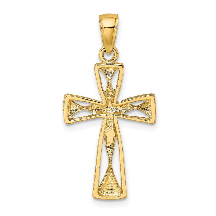 10K Yellow Gold Polished Medium Cut-Out Cross with Triangle Ends Charm