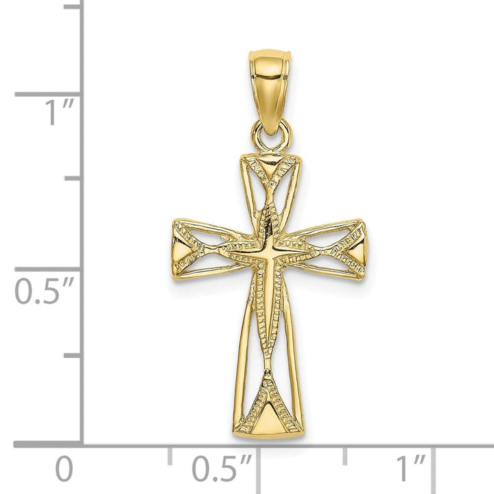 10K Yellow Gold Polished Medium Cut-Out Cross with Triangle Ends Charm