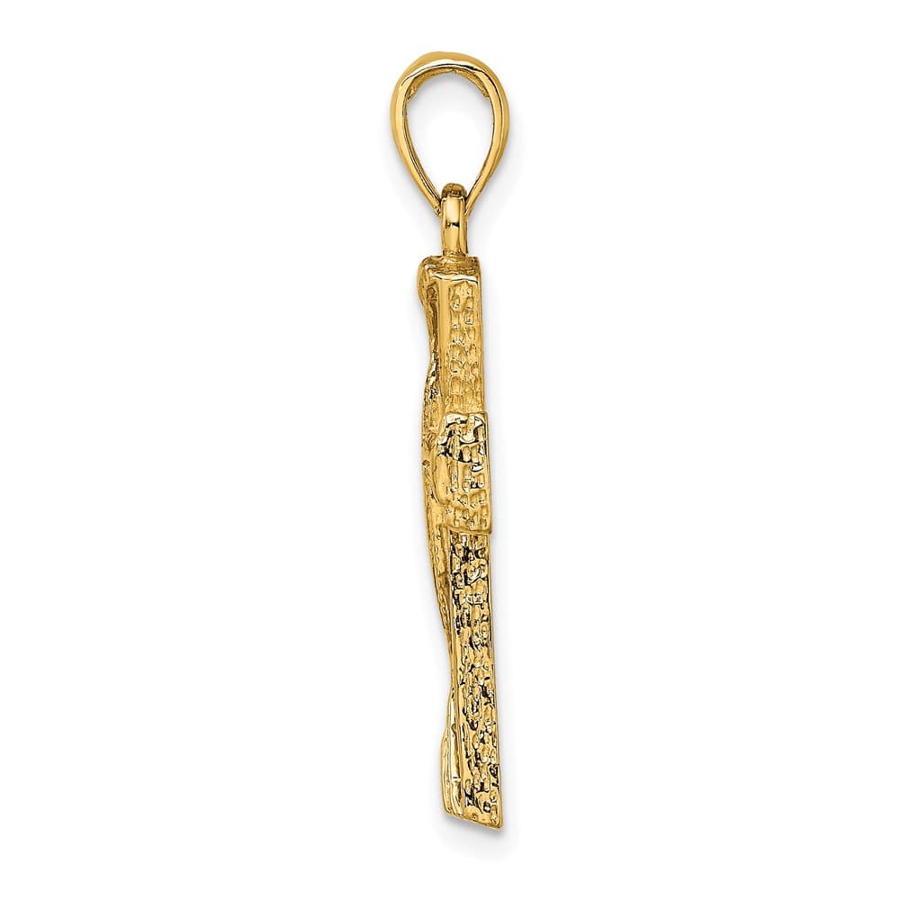 10K Yellow Gold Polished Medium Cut-Out Cross with Triangle Ends Charm
