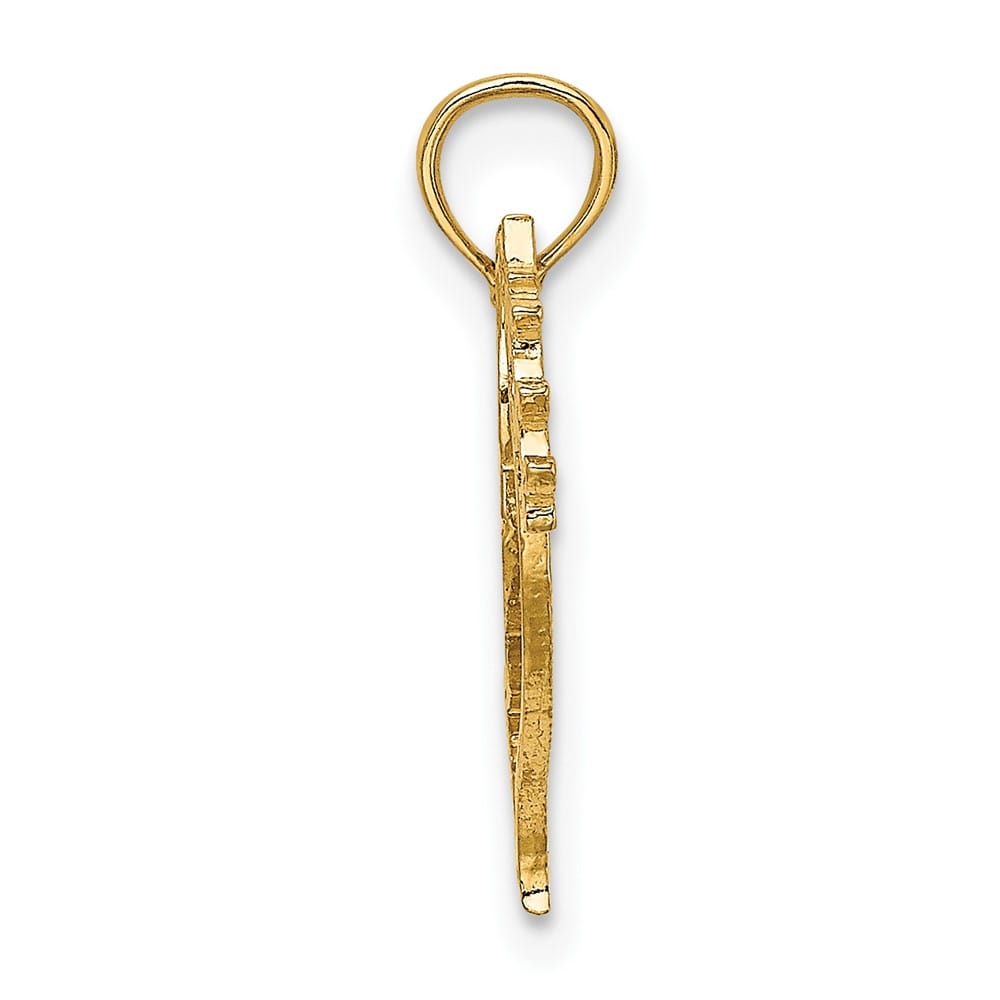 10K Yellow Gold Polished Medium Cut-Out Dove with Olive Branch Charm