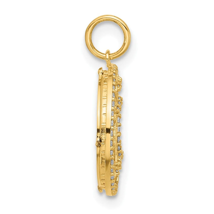 10K Yellow Gold Polished Medium CZ and Mother of Pearl Sun / Charm