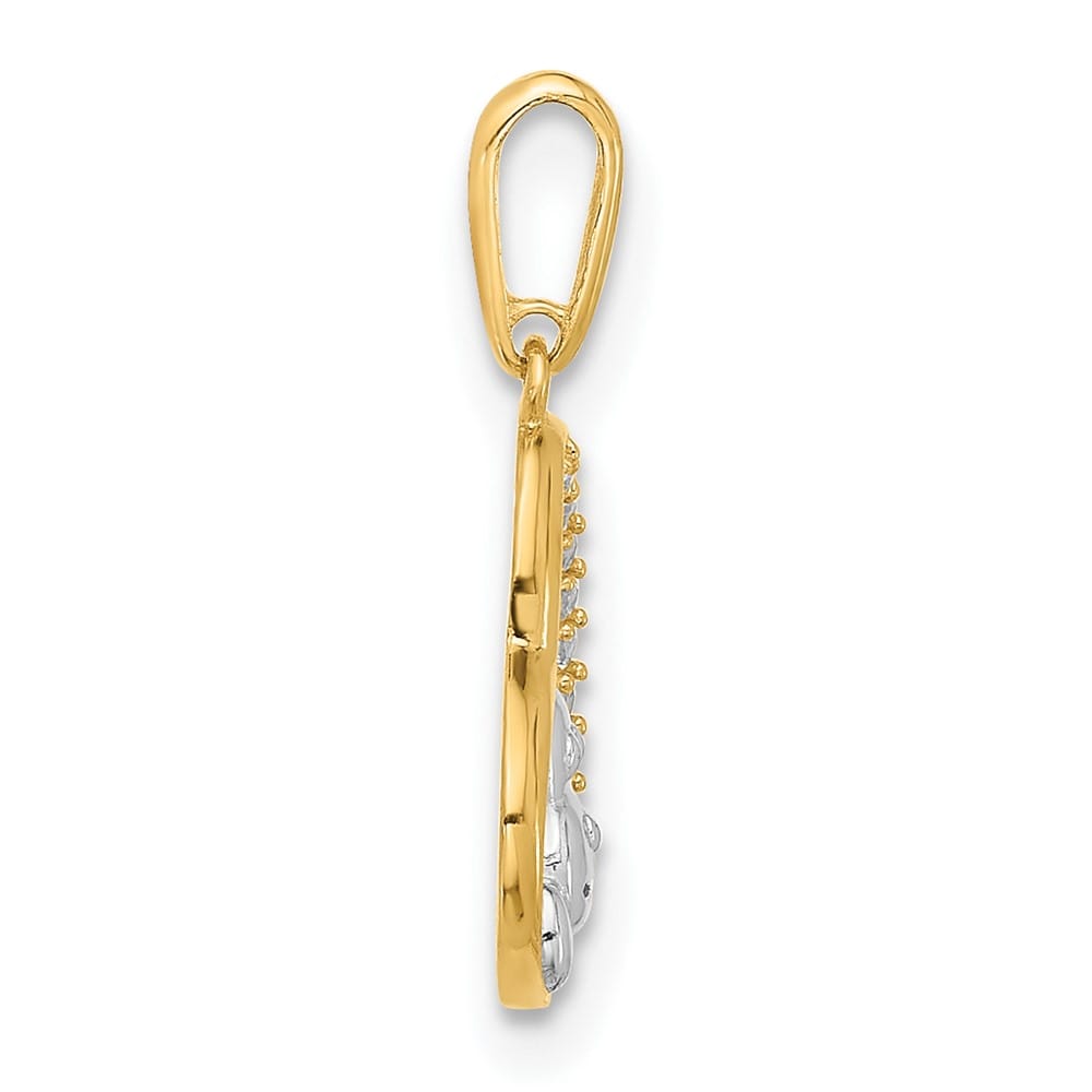 10K Yellow Gold Polished Medium CZ Dog in Heart Charm