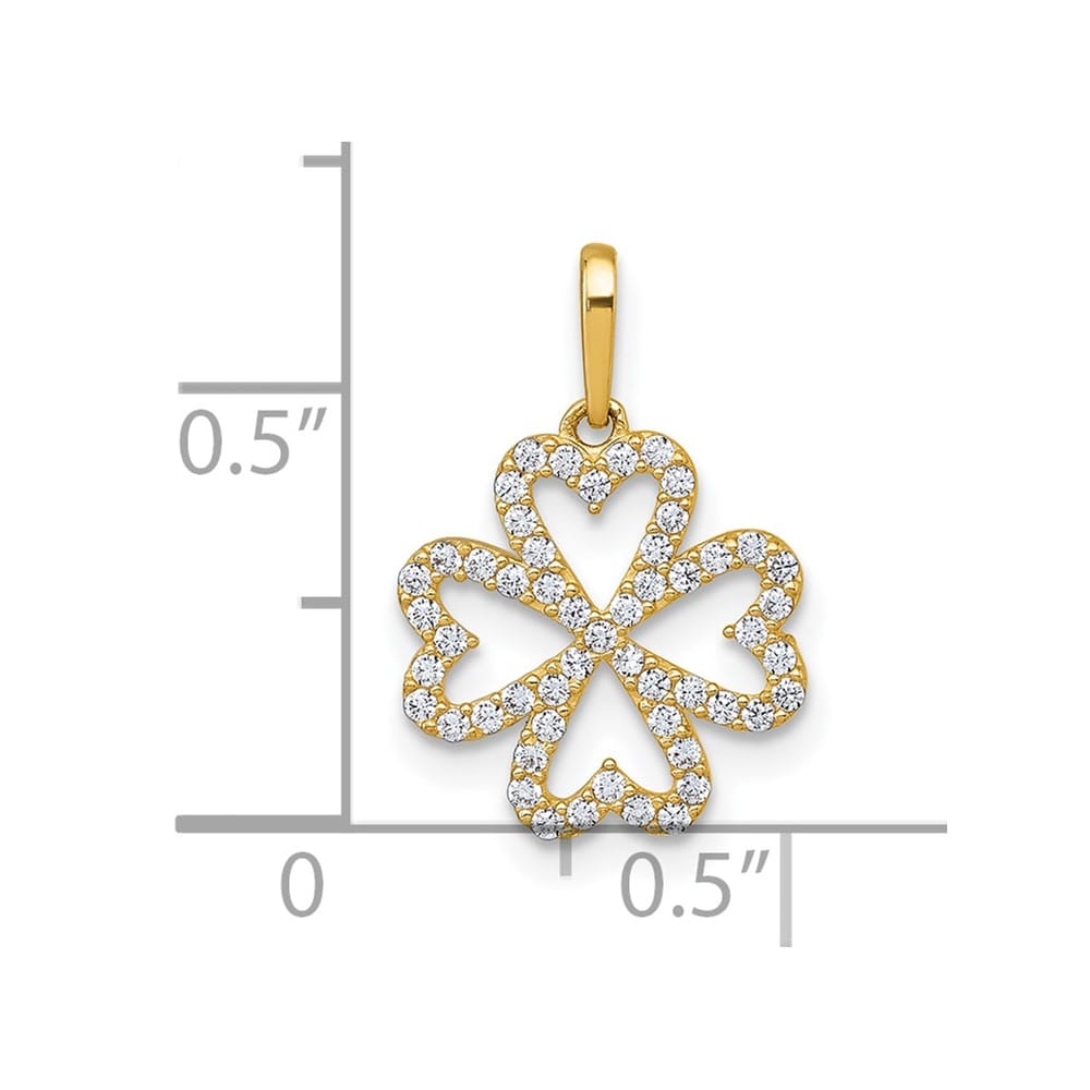 10K Yellow Gold Polished Medium CZ Four-leaf Clover Pendant