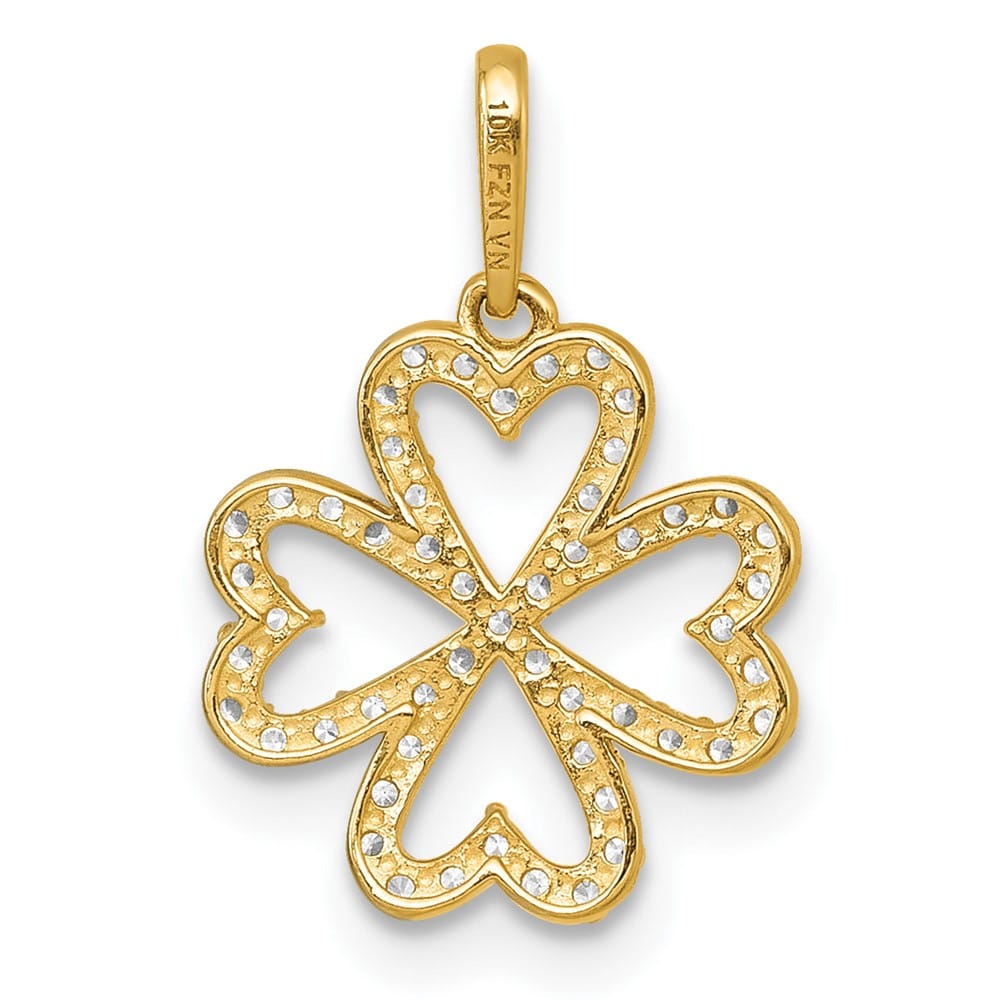 10K Yellow Gold Polished Medium CZ Four-leaf Clover Pendant
