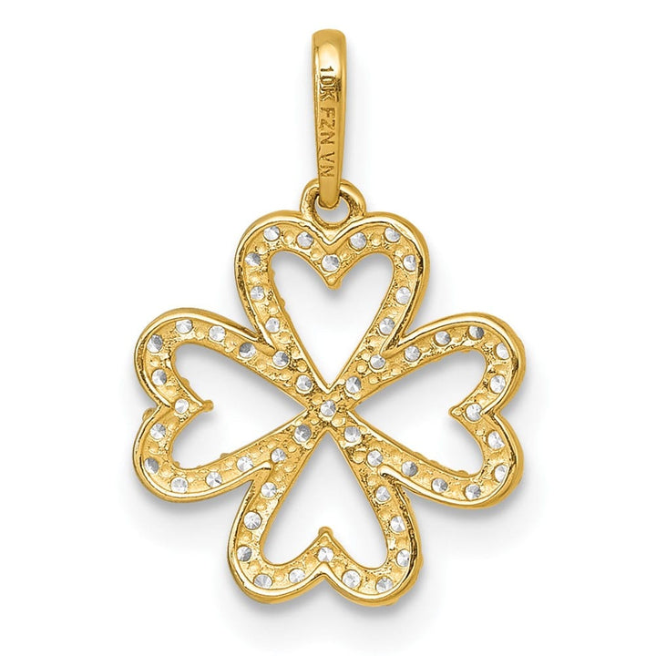 10K Yellow Gold Polished Medium CZ Four-leaf Clover Pendant