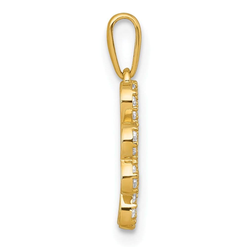 10K Yellow Gold Polished Medium CZ Four-leaf Clover Pendant