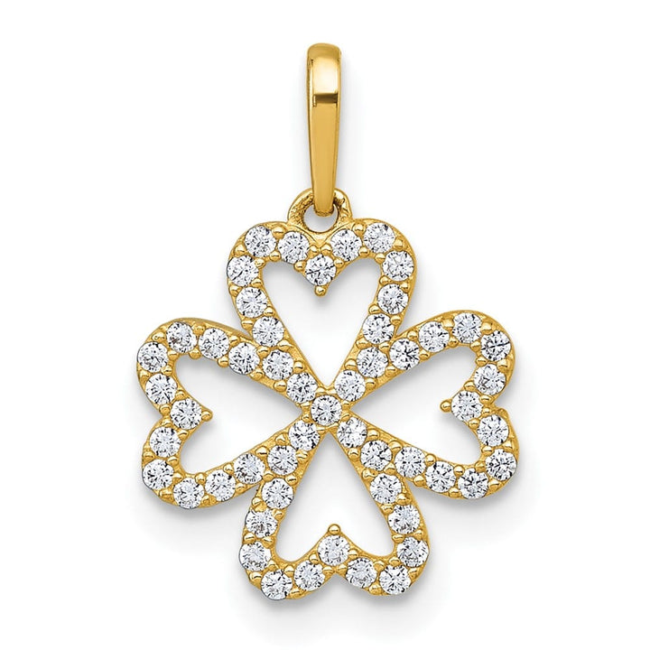 10K Yellow Gold Polished Medium CZ Four-leaf Clover Pendant