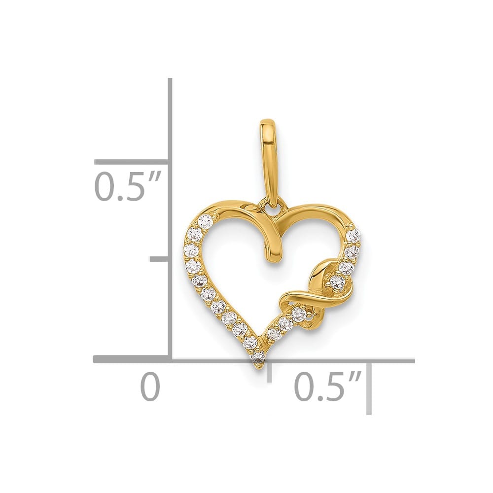 10K Yellow Gold Polished Medium CZ Infinity on Heart Charm
